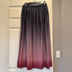 Sundays Gray and Pink Pleated Maxi Skirt